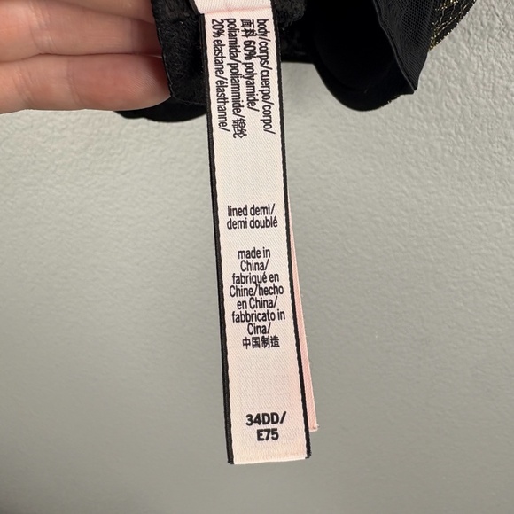 Victoria's Secret Lined Demi Bra Size 34DD - Black & Gold - Picture 8 of 8